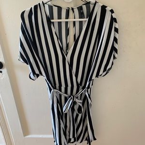 Zara black and white stripped playsuit